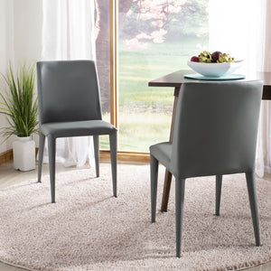 Safavieh GARRETSON Side Chairs in Elegant Grey - Modern Metal Frame, Comfortable PU Upholstery for Versatile Spaces FOX2019H-SET2