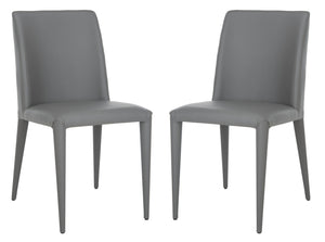 Safavieh GARRETSON Side Chairs in Elegant Grey - Modern Metal Frame, Comfortable PU Upholstery for Versatile Spaces FOX2019H-SET2