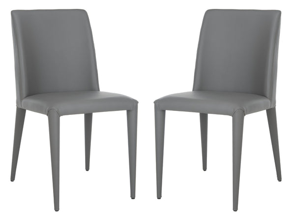 Safavieh GARRETSON Side Chairs in Elegant Grey - Modern Metal Frame, Comfortable PU Upholstery for Versatile Spaces FOX2019H-SET2
