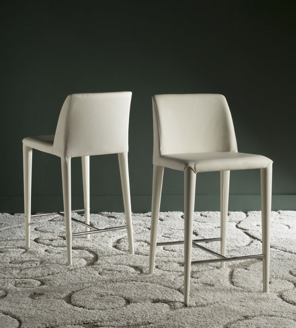 Safavieh GARRETSON Butter Cream Counter Stools – Contemporary Design for Kitchen & Bar Seating Comfort FOX2021C-SET2