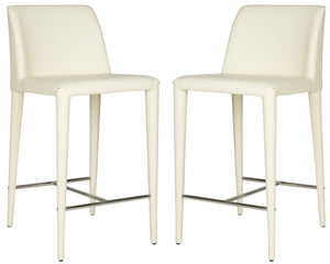 Safavieh GARRETSON Butter Cream Counter Stools – Contemporary Design for Kitchen & Bar Seating Comfort FOX2021C-SET2