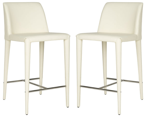 Safavieh GARRETSON Butter Cream Counter Stools – Contemporary Design for Kitchen & Bar Seating Comfort FOX2021C-SET2