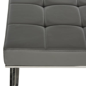 Safavieh Micha Ottoman - Modern Bauhaus-Inspired Design For Versatile Living Spaces, Luxury Comfort & Style Grey/Chrome FOX2022B