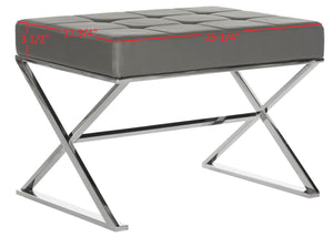 Safavieh Micha Ottoman - Modern Bauhaus-Inspired Design For Versatile Living Spaces, Luxury Comfort & Style Grey/Chrome FOX2022B