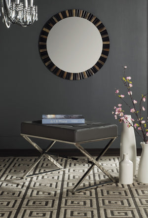 Safavieh Micha Ottoman - Modern Bauhaus-Inspired Design For Versatile Living Spaces, Luxury Comfort & Style Grey/Chrome FOX2022B
