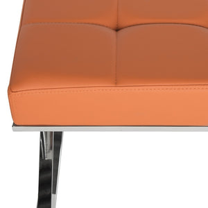 Safavieh Micha Ottoman - Modern Bauhaus-Inspired Design For Versatile Living Spaces, Luxury Comfort & Style Orange/Chrome FOX2022C