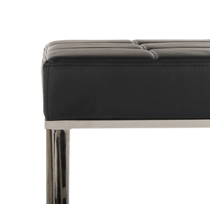 Safavieh Micha Ottoman - Modern Bauhaus-Inspired Design For Versatile Living Spaces, Luxury Comfort & Style Black/Chrome FOX2022D