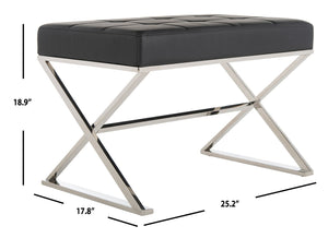 Safavieh Micha Ottoman - Modern Bauhaus-Inspired Design For Versatile Living Spaces, Luxury Comfort & Style Black/Chrome FOX2022D