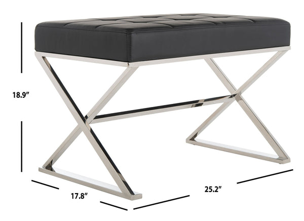 Safavieh Micha Ottoman - Modern Bauhaus-Inspired Design For Versatile Living Spaces, Luxury Comfort & Style Black/Chrome FOX2022D