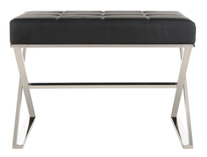 Safavieh Micha Ottoman - Modern Bauhaus-Inspired Design For Versatile Living Spaces, Luxury Comfort & Style Black/Chrome FOX2022D