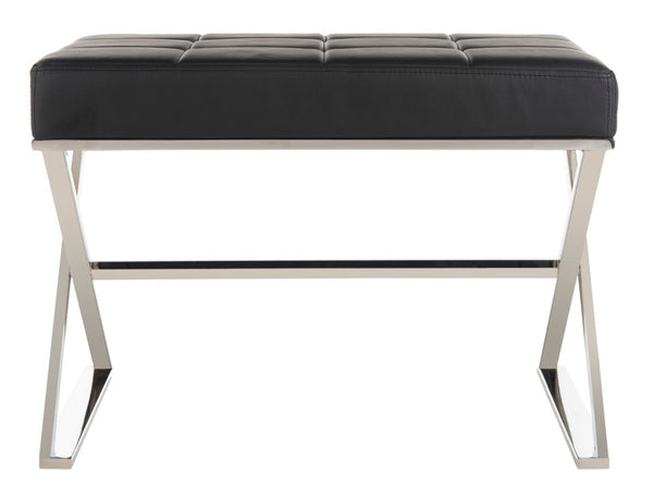 Safavieh Micha Ottoman - Modern Bauhaus-Inspired Design For Versatile Living Spaces, Luxury Comfort & Style Black/Chrome FOX2022D