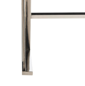 Safavieh Micha Ottoman - Modern Bauhaus-Inspired Design For Versatile Living Spaces, Luxury Comfort & Style Black/Chrome FOX2022D