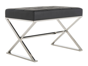 Safavieh Micha Ottoman - Modern Bauhaus-Inspired Design For Versatile Living Spaces, Luxury Comfort & Style Black/Chrome FOX2022D
