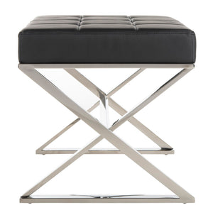 Safavieh Micha Ottoman - Modern Bauhaus-Inspired Design For Versatile Living Spaces, Luxury Comfort & Style Black/Chrome FOX2022D