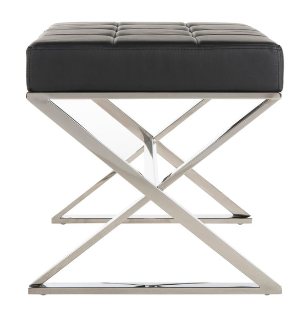 Safavieh Micha Ottoman - Modern Bauhaus-Inspired Design For Versatile Living Spaces, Luxury Comfort & Style Black/Chrome FOX2022D