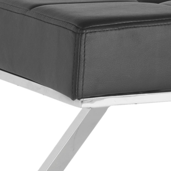 Safavieh Micha Ottoman - Modern Bauhaus-Inspired Design For Versatile Living Spaces, Luxury Comfort & Style Black/Chrome FOX2022D