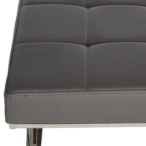Safavieh Micha Modern Ottoman - Italian Memphis-Inspired Design, Soft Pu Leather, Chic Accent Or Extra Seating Grey/Chrome FOX2023B