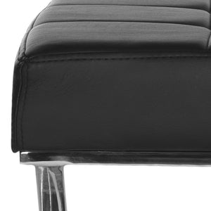 Safavieh Micha Modern Ottoman - Italian Memphis-Inspired Design, Soft Pu Leather, Chic Accent Or Extra Seating Black/Chrome FOX2023D