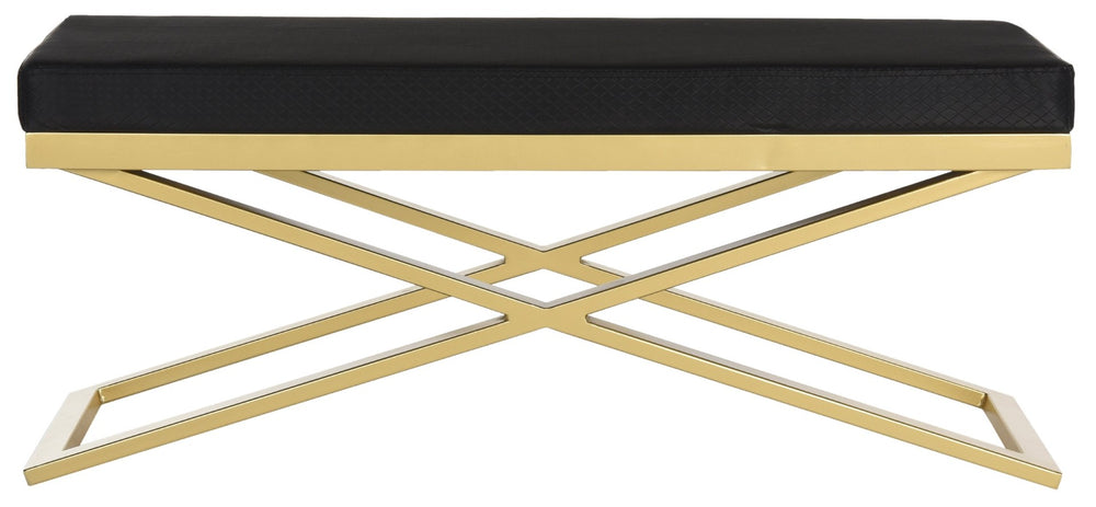 Safavieh Acra Bench - Luxe Modern Glam Seating With Gold Finish, Perfect For Entryway, Bedroom & Living Space Black Bottega/Gold FOX2027E