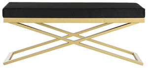 Safavieh Acra Bench - Luxe Modern Glam Seating With Gold Finish, Perfect For Entryway, Bedroom & Living Space Black Bottega/Gold FOX2027E