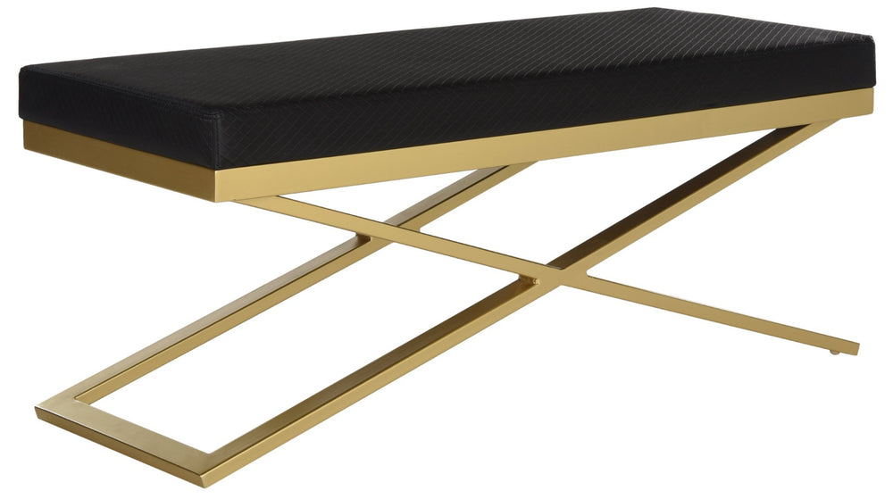 Safavieh Acra Bench - Luxe Modern Glam Seating With Gold Finish, Perfect For Entryway, Bedroom & Living Space Black Bottega/Gold FOX2027E