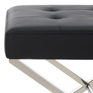 Safavieh Sienna Ottoman - Sleek Modernist Accent For Living Spaces, Versatile Footrest And Side Table Black/Chrome FOX2028A