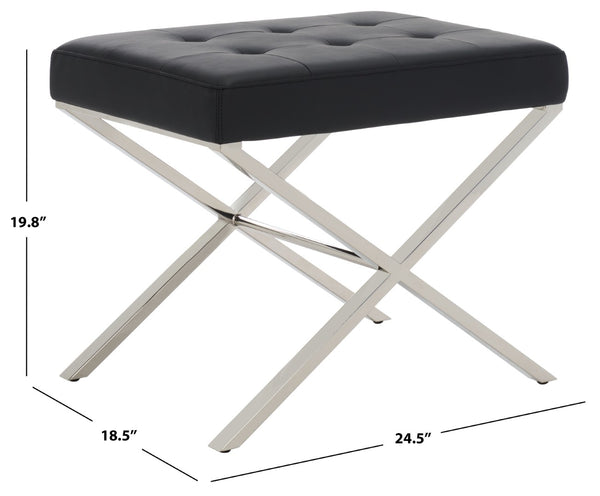 Safavieh Sienna Ottoman - Sleek Modernist Accent For Living Spaces, Versatile Footrest And Side Table Black/Chrome FOX2028A