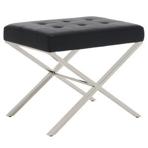 Safavieh Sienna Ottoman - Sleek Modernist Accent For Living Spaces, Versatile Footrest And Side Table Black/Chrome FOX2028A