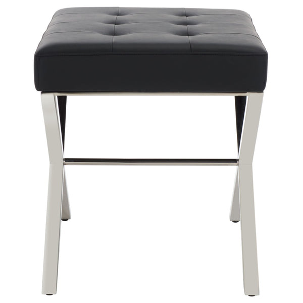 Safavieh Sienna Ottoman - Sleek Modernist Accent For Living Spaces, Versatile Footrest And Side Table Black/Chrome FOX2028A