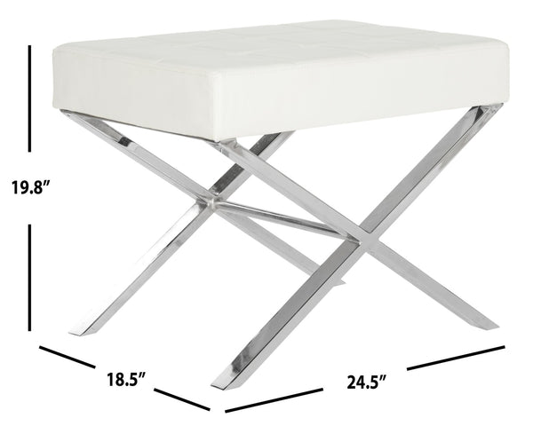 Safavieh Sienna Ottoman - Sleek Modernist Accent For Living Spaces, Versatile Footrest And Side Table White/Chrome FOX2028B