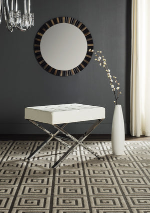 Safavieh Sienna Ottoman - Sleek Modernist Accent For Living Spaces, Versatile Footrest And Side Table White/Chrome FOX2028B