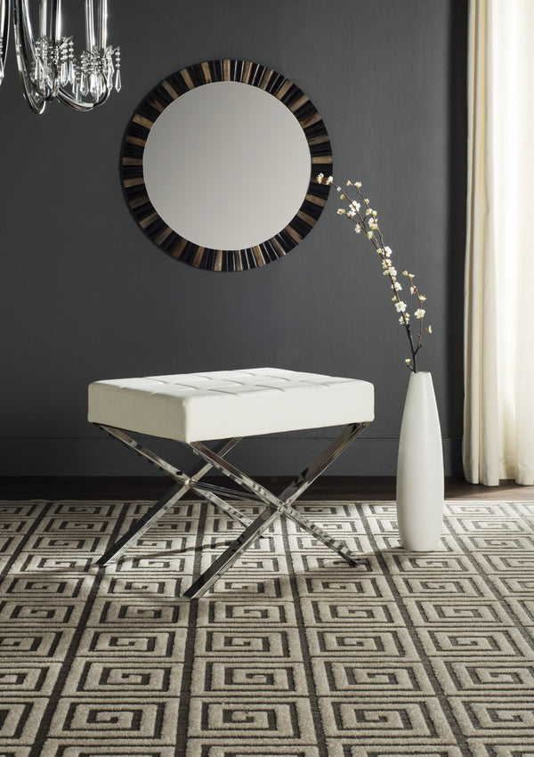 Safavieh Sienna Ottoman - Sleek Modernist Accent For Living Spaces, Versatile Footrest And Side Table White/Chrome FOX2028B