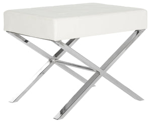 Safavieh Sienna Ottoman - Sleek Modernist Accent For Living Spaces, Versatile Footrest And Side Table White/Chrome FOX2028B