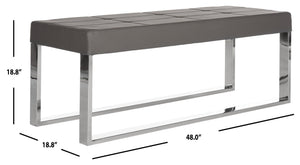 Safavieh Marc Contemporary Grey Bench With Chrome Frame - Elegant Minimalist Seating For Modern Interiors FOX2032B