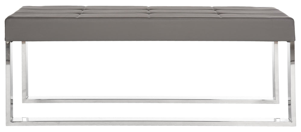 Safavieh Marc Contemporary Grey Bench With Chrome Frame - Elegant Minimalist Seating For Modern Interiors FOX2032B