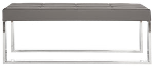 Safavieh Marc Contemporary Grey Bench With Chrome Frame - Elegant Minimalist Seating For Modern Interiors FOX2032B