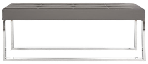 Safavieh Marc Contemporary Grey Bench With Chrome Frame - Elegant Minimalist Seating For Modern Interiors FOX2032B