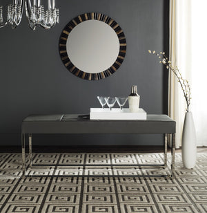 Safavieh Marc Contemporary Grey Bench With Chrome Frame - Elegant Minimalist Seating For Modern Interiors FOX2032B