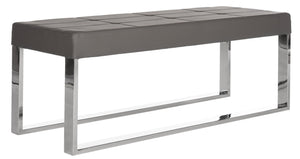 Safavieh Marc Contemporary Grey Bench With Chrome Frame - Elegant Minimalist Seating For Modern Interiors FOX2032B