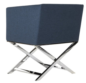 Safavieh Celine Modern Cross-Leg Accent Chair - Plush Upholstered Seat & Polished Frame For Stylish Spaces Navy/Chrome FOX2033A