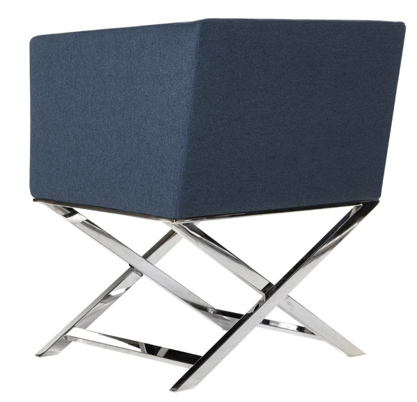 Safavieh Celine Modern Cross-Leg Accent Chair - Plush Upholstered Seat & Polished Frame For Stylish Spaces Navy/Chrome FOX2033A