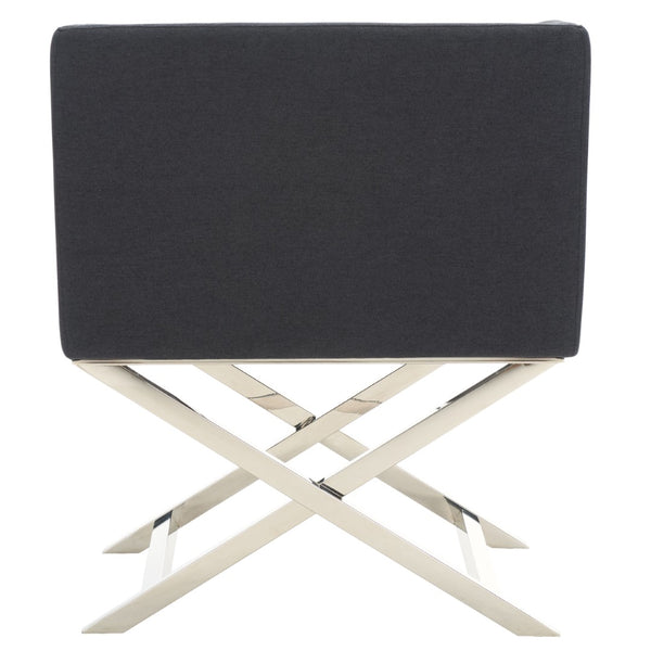 Safavieh Celine Modern Cross-Leg Accent Chair - Plush Upholstered Seat & Polished Frame For Stylish Spaces Black/Chrome FOX2033B