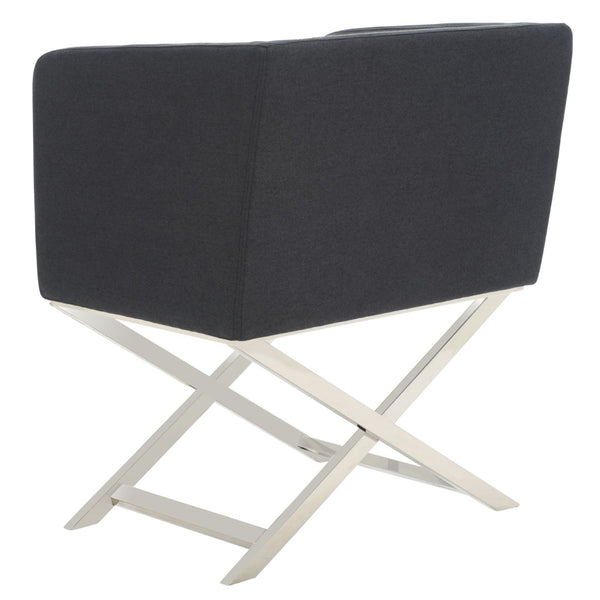 Safavieh Celine Modern Cross-Leg Accent Chair - Plush Upholstered Seat & Polished Frame For Stylish Spaces Black/Chrome FOX2033B