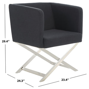 Safavieh Celine Modern Cross-Leg Accent Chair - Plush Upholstered Seat & Polished Frame For Stylish Spaces Black/Chrome FOX2033B
