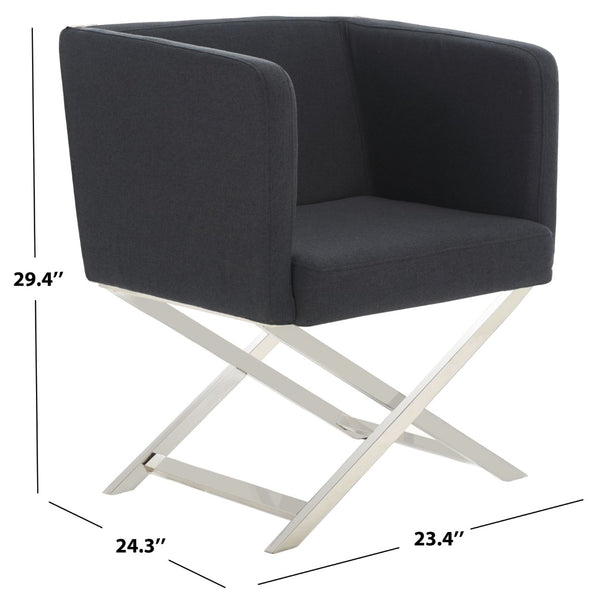 Safavieh Celine Modern Cross-Leg Accent Chair - Plush Upholstered Seat & Polished Frame For Stylish Spaces Black/Chrome FOX2033B