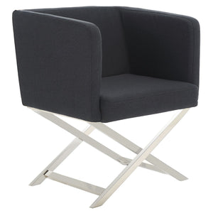 Safavieh Celine Modern Cross-Leg Accent Chair - Plush Upholstered Seat & Polished Frame For Stylish Spaces Black/Chrome FOX2033B