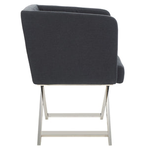 Safavieh Celine Modern Cross-Leg Accent Chair - Plush Upholstered Seat & Polished Frame For Stylish Spaces Black/Chrome FOX2033B
