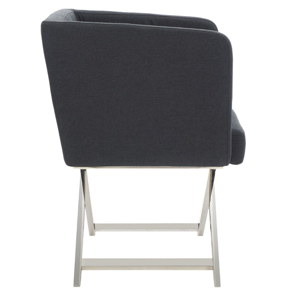 Safavieh Celine Modern Cross-Leg Accent Chair - Plush Upholstered Seat & Polished Frame For Stylish Spaces Black/Chrome FOX2033B