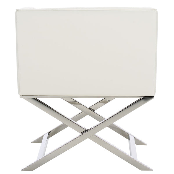 Safavieh Celine Modern Bonded Leather Accent Chair With Polished Chrome Frame For Stylish Comfort And Design White/Chrome FOX2033C