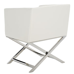 Safavieh Celine Modern Bonded Leather Accent Chair With Polished Chrome Frame For Stylish Comfort And Design White/Chrome FOX2033C